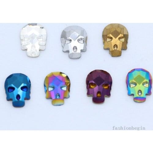 20p K9 8mm Skull flatback glitter crystal glass stones nail Rhinestone manicure diamond nail art decorations jewelry accessories