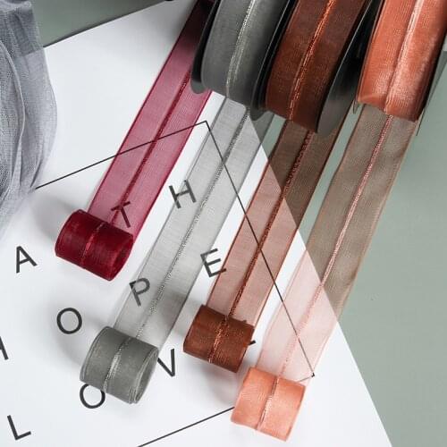 25 yards Crystal Bright Yarn Gradient Organza Stain Ribbon for Gift Bouquet packaging DIY Craft Hair Accessories Bow Material