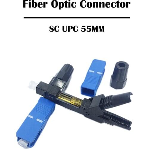 300 Pieces/lot SC/UPC 55MM Fiber Optic Connector FTTH Cold Tools Connection FTTH SM Single Mode Networking
