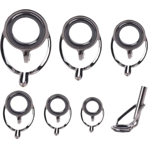 7Pcs Mixed Size Fishing Top Rings Rod Repair Kit Line Guides Eyes Sets