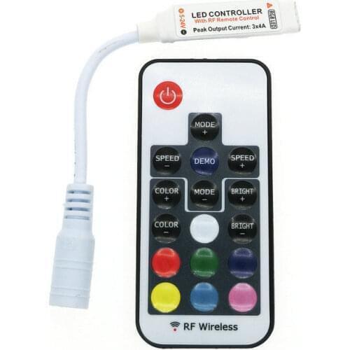 DC5-24V Mini 17 key RF Wireless Remote Control 3528 5050 RGB LED Light Strip