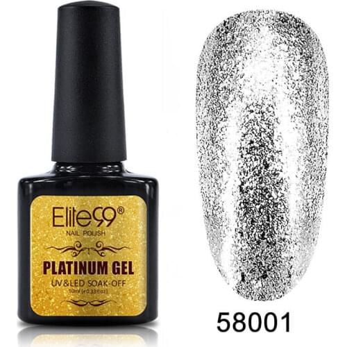 Elite99 10ml Shimmer Platinum Nail Gel Polish UV LED Soak Off Semi Permanent Varnish Lacquer for Nails Art UV Gel Top Base Coat