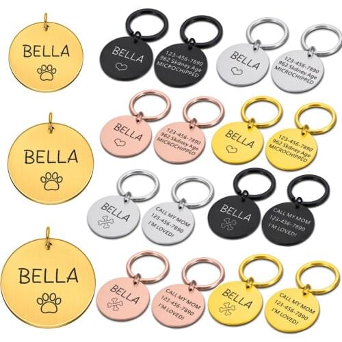 Engraved Cat Dog Pet ID Tag Keychain Personalized Pet ID Name Phone Address Cat Puppy Dog Tag Pendant Keyring Pet Accessories