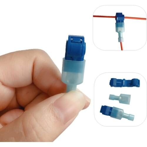 50pcs Blue T Tap Insulated Quick Splice Wire Terminal 2.5-4.0mm2 AWG Crimp Connector Combo Set 40%Off