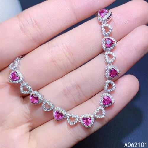 KJJEAXCMY fine jewelry S925 sterling silver inlaid natural Garnet new Girls exquisite hand Bracelet Support test Chinese style