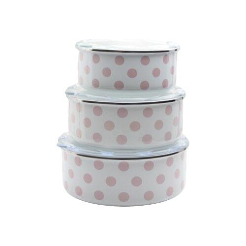 Marbling Metal Enamel Storage Bowl 3'lü Set