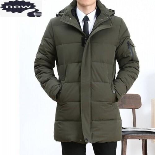 Business Casual Winter Men Long Down Jacket Large Size L-6XL Thicken Warm Parkas Coats Hooded Windbreaker Manteau Homme Hiver