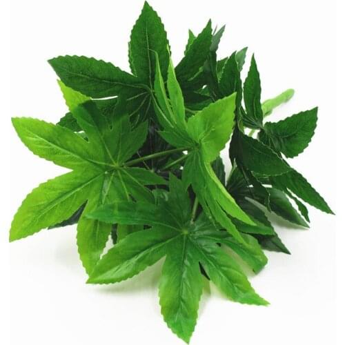 New 7 Fork Green Artificial Plastic Leaves Garland Plant Fake apple leaf Party for Floral Flower Arrangement Flore Wedding Decor