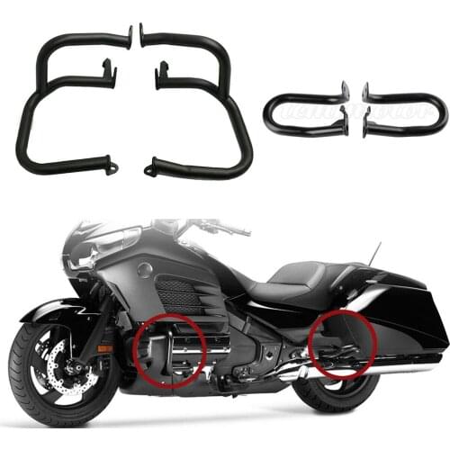 Front & Rear Motorcycle Engine Highway Crash Bar Guard Protection For Honda GL1800 2001-2016/GL1800A 2001-2005 Left Right Black