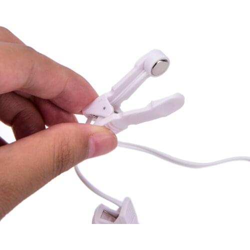 1Pc 2.5mm/3.5mm Plug Electrode Lead Wires Connecting Cables with 2 Ear Clips for Digital TENS Therapy Machine Massager