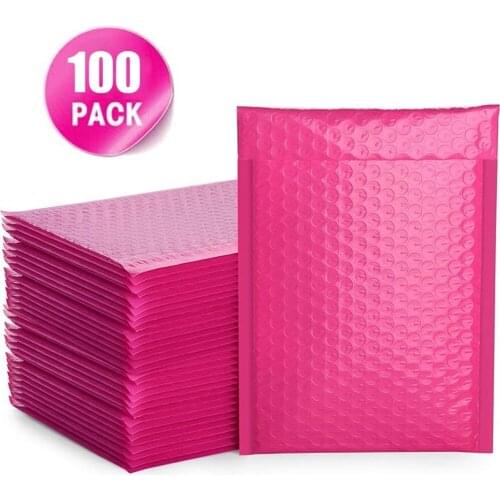 1/100Pcs Bubble Mailers Padded Envelopes Lined Poly Mailer Self Seal Hot Pink Gift Bag organizador органайзер для хранения