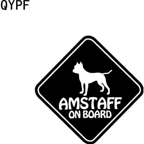 QYPF 15CM*15CM VINYL STICKER CAR DECALS AMSTAFF ON BOARD PET DOG Black Silver C14-0090