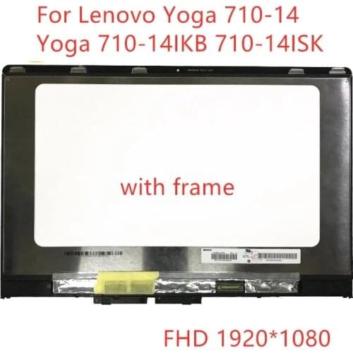 With frame For Lenovo Yoga 710-14 Yoga 710-14IKB 5D10K81065 5D10K81085 5D10M14182 14" FHD LED Touch Screen Digitizer Assembly