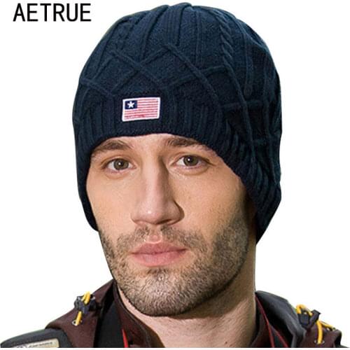 Skullies Beanies Knitted Hat Men Winter Hats For Men Bonnet Gorras Stripe Beanie Mask Soft Male Balaclava Winter Beanie Hat Cap