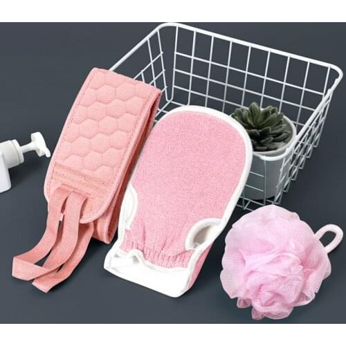 New Three-piece Bath Ball Bath Brush Rubbing Thickened Bath Towel Mud Wipe Decontamination Bath Ball Set Long Strip Back Towel