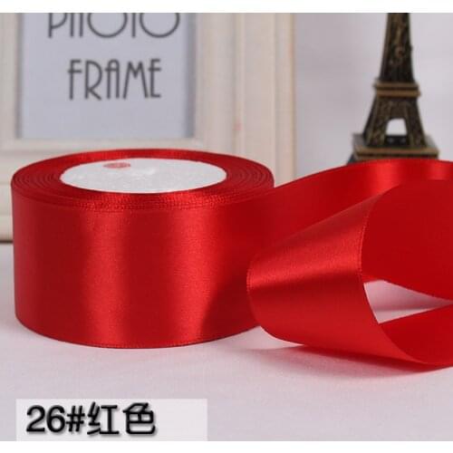 2'' 50mm 25Yard Red color Silk Satin Ribbon Cheap Decorative Gift Wrap Wedding Christmas Crafts White Pink Red Black Ribbons