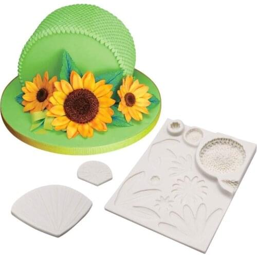 Sunflower Flower Leaf Pattern Pressing Mould Petal Leaf Silicone Molds Cake Fondant Chocolate Silicone Mold