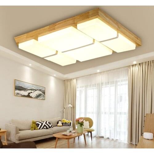 Nordic solid wood lamp new Chinese led home rectangular living room lamp wood bedroom lamp Japanese ceiling light 2017 ZCL