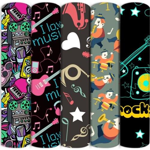 Music Guitar Printed Polyester Cotton Fabric for Tissue Sewing Quilting Fabric Needlework Material DIY Handmade,1Yc18566