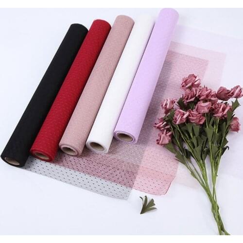 50cm*5 Yards Color Snow Point Yarn Lace Flowers Wrapping Paper Gifts Box Packaging DIY Crafts Handmade Rose Bouquet Decor Gauze