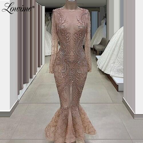 Vestidos Crystals Beaded Mermaid Women Evening Dresses 2020 New Custom Made Ankle Length Aibye Party Gowns Prom Dresses