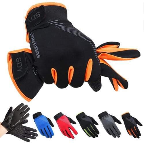 1 Pair Bike Bicycle Gloves Full Finger Breathable Non-Slip Touch Screen Gloves Absorb Sweat Men Women Summer Mittens MTB Outdoor