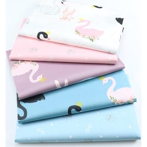 5 Colors Can Choose Cartoon Swan Printed Cotton Fabric For Patchwork Quilting Bedding Textile Sewing Tissue D30