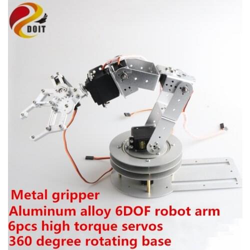 SZDOIT Aluminum Alloy 6-Axis Robot Arm With Metal Gripper Kit 6DOF Robotic 360 Degree Rotating Base Servo Education For Arduino