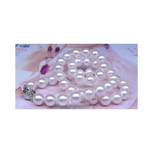 AAA 10-11mm south seanatural round white pearl necklace 18 inch 925silver>Selling jewerly free shipping