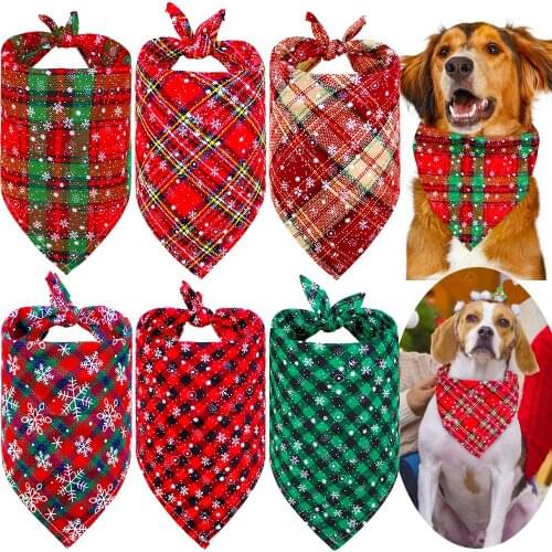 1 Pcs Christmas Dog Bandana Pet Supplies Dogs Pets Bandanas Scarf Small Dog Bibs Cotton Puppy Accessories Dog Shop Pet Supplies