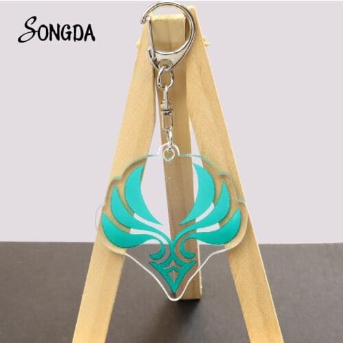 God Eye Genshin Impact Water Wind Thunder Fire Rock Ice Element Acrylic Keychains Key Chain Holder Keyrings Unisex Jewelry Gifts