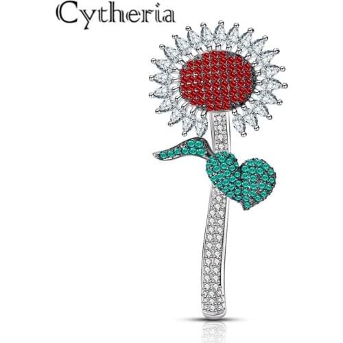 Cytheria top brand crystal zircon sunflower Brooches for Women party Jewelry Gifts