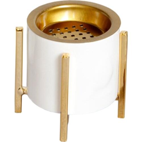Home Decor Modern Ceramic Incense Burner Aroma Stove with Golden Iron Stand