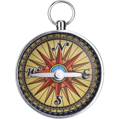 1pcs Mini Travel Camping Hiking Compass Tool Portable Aluminum Emergency Compass Navigation With Keychain Outdoor Tools