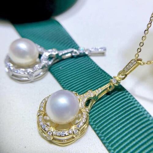 Tower Design 925 Silver Pendant Setting Mounting Findings Component for Oyster Akoya Edison Pearls Corals Jade Stones Beads