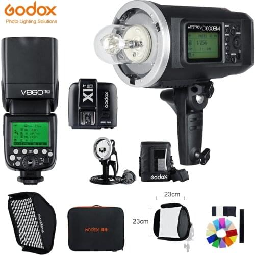 Godox AD600BM 1/8000 HSS GN87 + V860II-C E-TTL HSS 1/8000 Speedlite Flash +X1T-C Trigger,Softbox,Carry Bag for Canon Camera