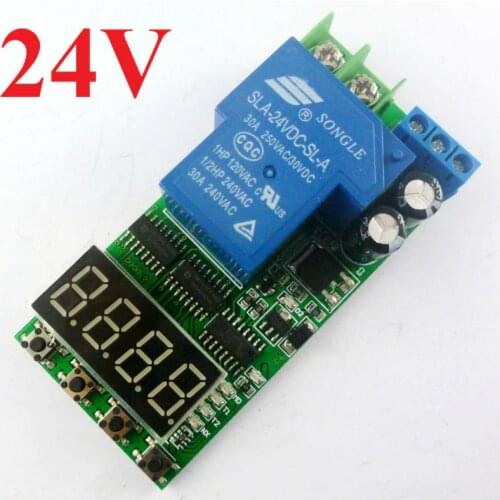 IO23C01_24V DC 24V 30A Multifunction Timer Delay Relay Module High Power On/Off Adjustable for PLC Motor LED Pump