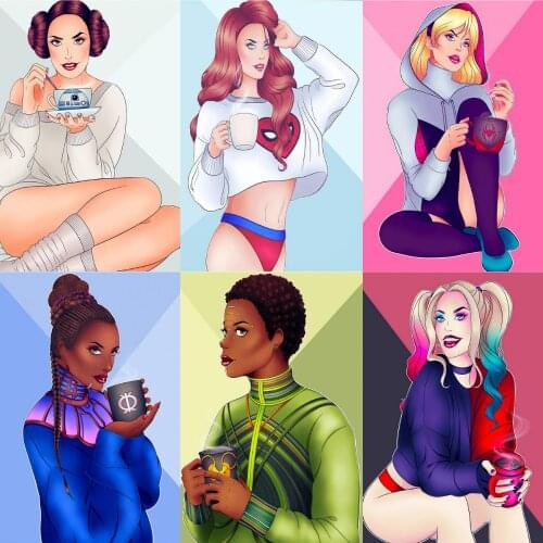 5D Diamond Painting Abstract Sexy Disney Girl Poster Captain Marvel Superhero Spiderman Wanda Vision Princess Living Room Decor