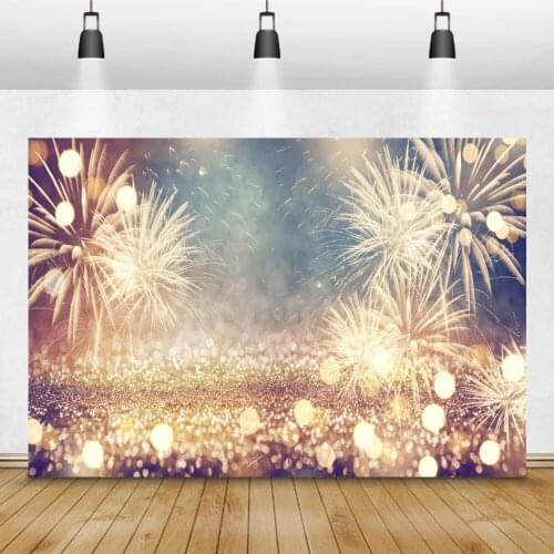 Laeacco Happy New Year Photocall Fireworks Light Bokeh Photography Backgrounds Photographic Backdrops Birthday Party Photozone