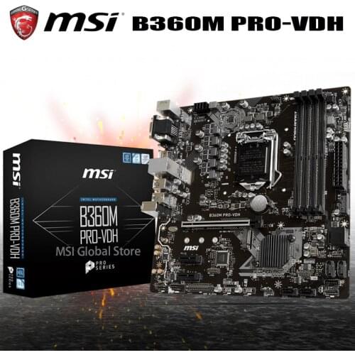 LGA 115 MSI B360M PRO-VDH Motherboard i7 i5 i3 PCI-E 3.0 DDR4 64GB M.2 HIFI DVI VGA Desktop Intel B360 Mainboard 1151 Micro ATX