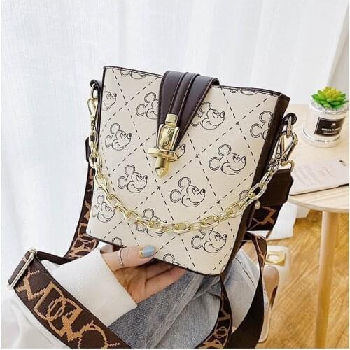 Disney cartoon new Mickey pu ladies fashion messenger travel bag wild one-shoulder portable mobile phone lipstick powder bag