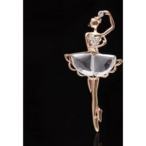 Fashion crystal glass ballet girls Brooch