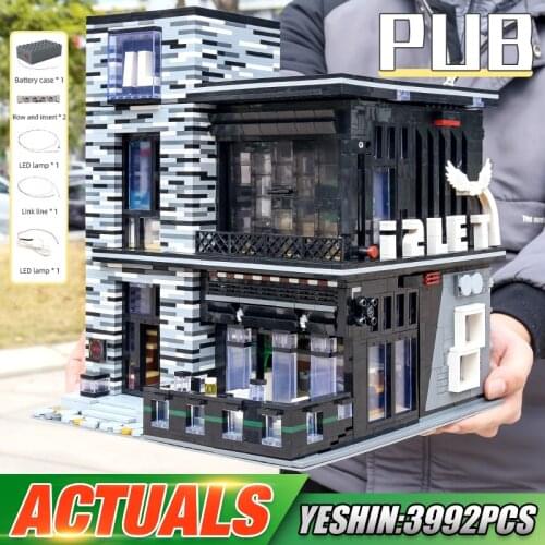 MOULD KING 16042 Street Building The MOC-53084 Pub & Restaurant Model With Led Parts Building Blocks Bricks Kids Christmas Toys