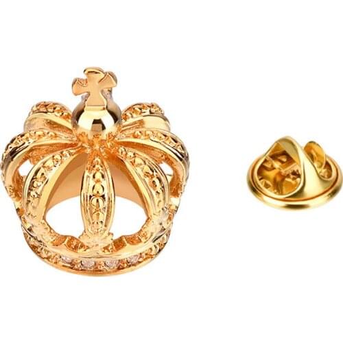 SAVOYSHI Gold Color Crown Men Brooches For Suit Badges Butterfly Pins Shirt Collar Decorated Brooch Lapel Pin Women Accessories
