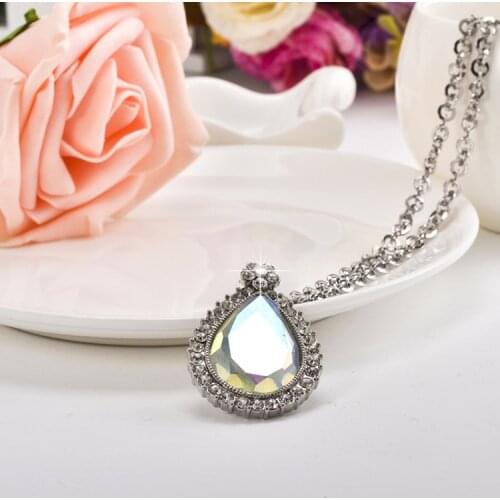 MZC Ethnic Jewelry Water Drop Crystal Pendant Necklaces for Lover Girlfriend Necklet Women Colgantes Collares Mujer Bijoux Femme