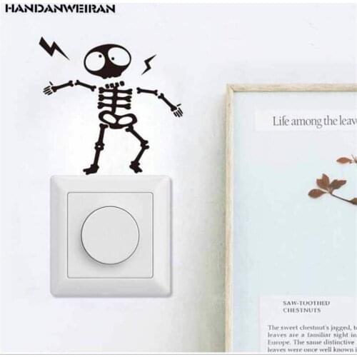 Free Shipping Cartoon Electric Shock Alien Personality Wall Sticker For Fwitch Home Decoration Removable Self-adhesive 14*14CM