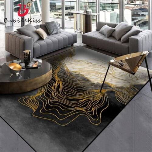 Bubble Kiss Nordic Style Abstract Ink Gold Line Carpets For Living Room Anti-wrinkle Home Decor Floor Mat Coffee Table Area Rugs
