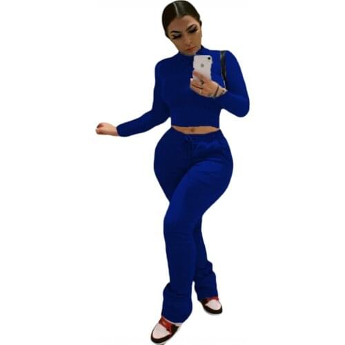 Autumn And Winter New Cashmere TwoPiece Womens Long-Sleeved Tops And Pencil Pants With Fashionable Street Hipster Sports Suits