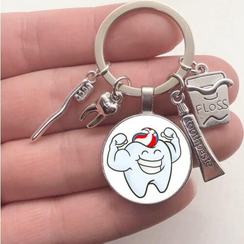 New dentist teeth toothbrush toothpaste key ring dental assistant gift dental care keychain