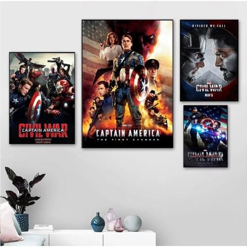 Marvel Superhero Iron Man Canvas Paintings Avengers Captain America Posters and prints Wall Art Pictures For Living home decor